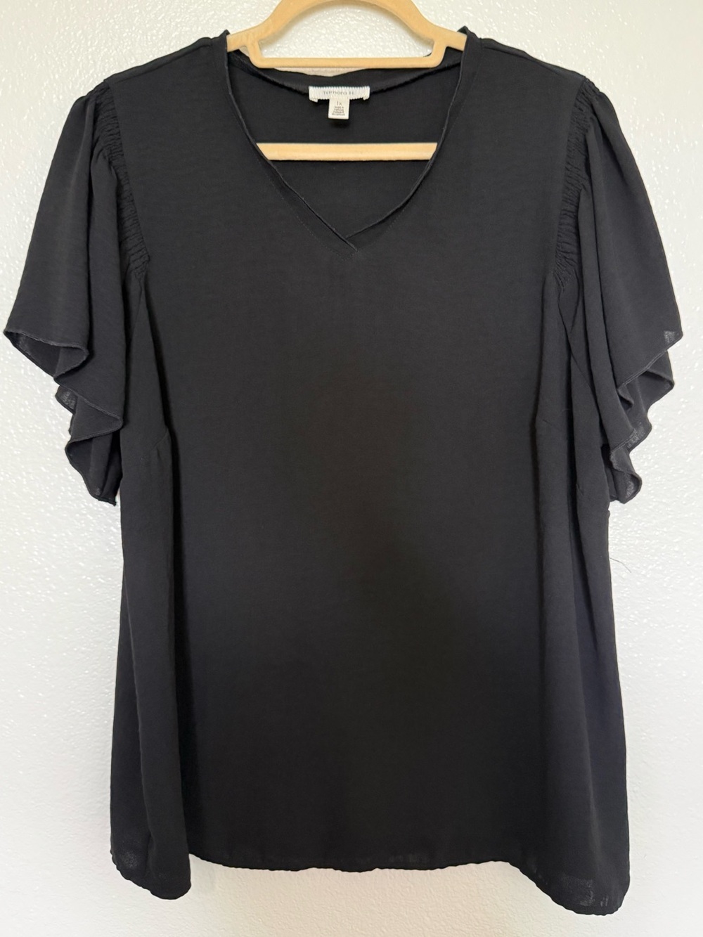 V-Neck Ruffle Sleeve Blouse